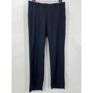 Joseph Bach Mens Wool Cashmere Slim Fit Dress Pants Navy 33x30.5" unfinished hem